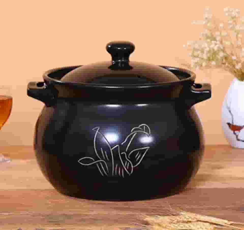 Caçarola de cerâmica para caldo doméstico, panelas de cozimento lento de grés, panela de fogão a gás - Panela de cozinha chinesa de grés, 5,5 L ()