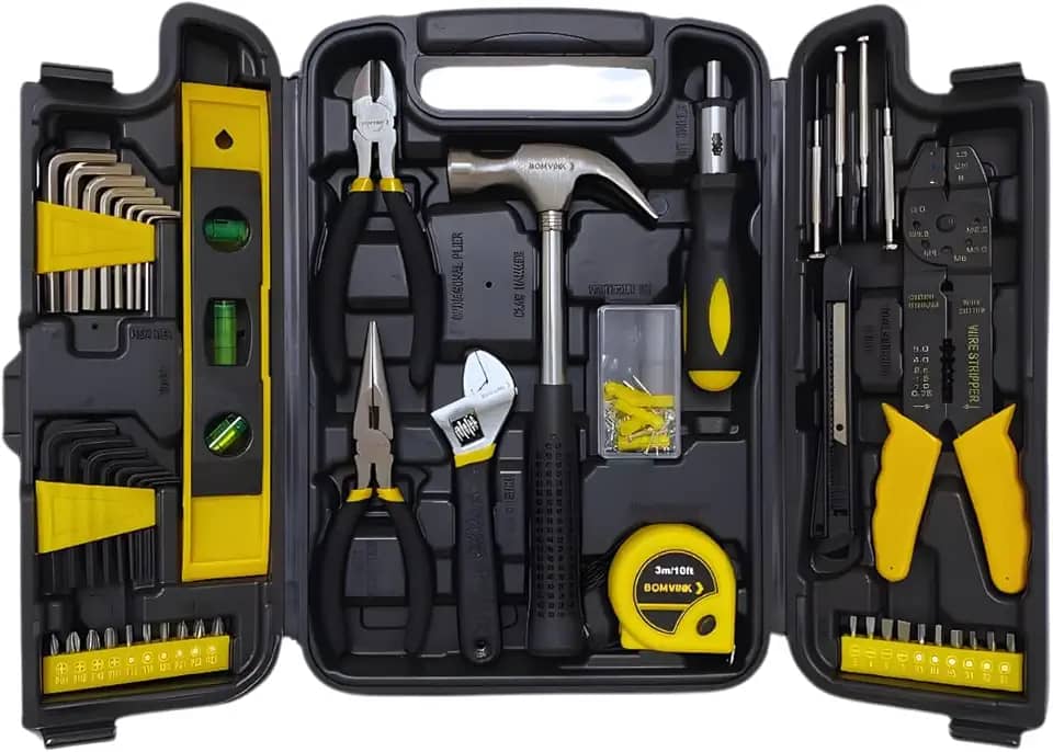 Kit de Ferramentas 126 Peças com Maleta Completa – Jogo de Ferramentas Manuais para Casa, Oficina e Reparos – Martelo, Alicate, Chaves, Bits, Trena – Portátil, Resistente e Durável