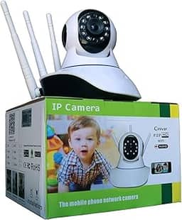 Câmera Ip Sem Fio 360° 3 Antenas Hd Wifi Visão Noturna Alarme