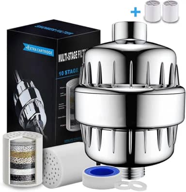 Filtro de chuveiro de 20 estágios, remove cloro e flúor, suaviza a água, hidrata a pele, vem com dois cartuchos