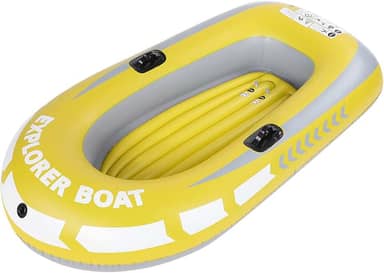 Barco Inflável, Barco de Ar Inflável Resistente, Canoa de Caiaque Inflável de PVC, Barco de Pesca Inflável a Remo para 2 Pessoas Com Dois Suportes de Remo para Pesca, Mergulho à