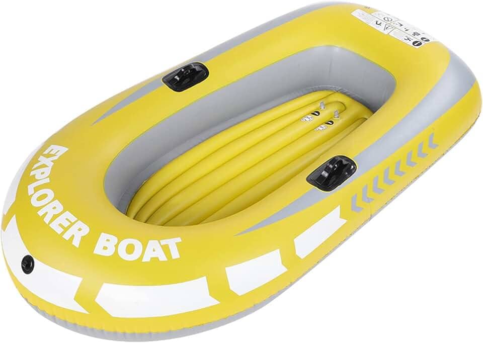 Barco Inflável, Barco de Ar Inflável Resistente, Canoa de Caiaque Inflável de PVC, Barco de Pesca Inflável a Remo para 2 Pessoas Com Dois Suportes de Remo para Pesca, Mergulho à