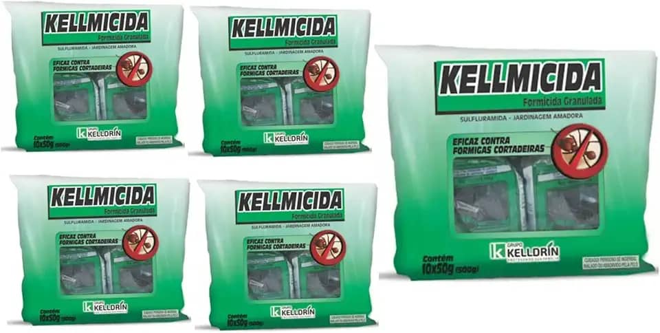 5 Pacotes Kellmicida Isca Granulada Para Formigas Cortadeiras Fomicida Kelldrin 10x50g (2,5kg)