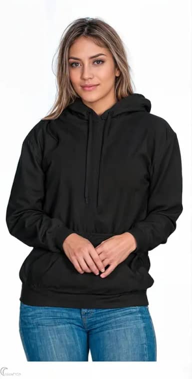 Moletom Liso Flanelado Feminino Blusa De Frio Canguru Sem Estampa com Capuz