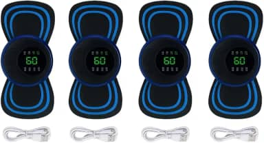 Kit Com 4 Mini Massageador Pulso Elétrico Portátil Recarregável Dor Pescoço Coluna Pernas Estimulador Ems Pequeno Alivia Dor Tensão Muscular Crossfit Atividade Corporal Marca RSI
