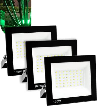 Refletor Holofote LED Kit 3 Unidades 100W SMD IP66 Prova d'Água Holofote Externo 6500K – Alta Luminosidade e Economia de Energia