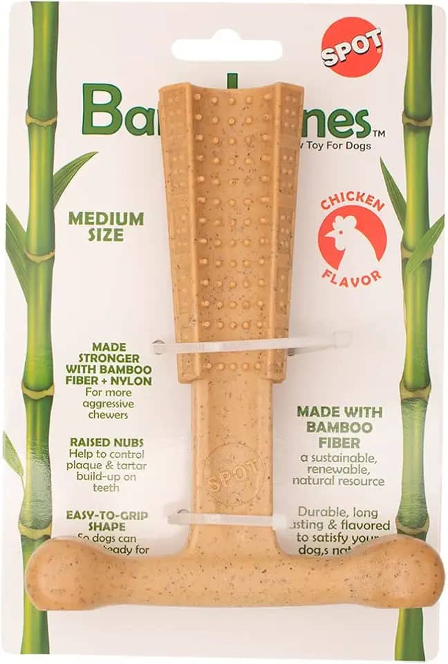 JAMBO PET | Osso Mordedor Para Cachorro | Bamboobone T | Fortalece Dentes E Musculatura Bucal | Resistente | Feito em Bamboo| Sabor Frango | Tamanho Médio