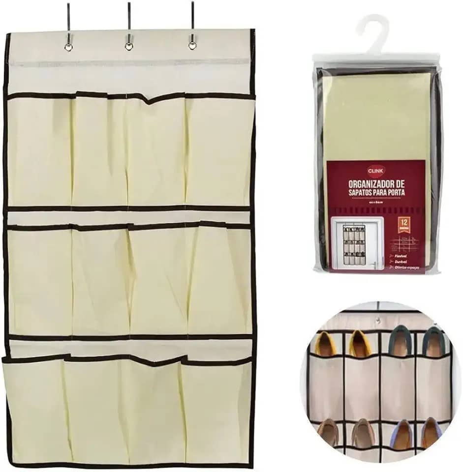 Organizador De Sapatos Suspenso P/Portas 12 Pares Clink