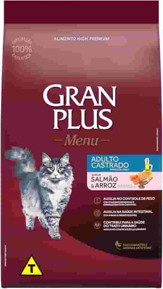 Ração para Gatos Castrados Gran Plus Salmão e Arroz 3Kg