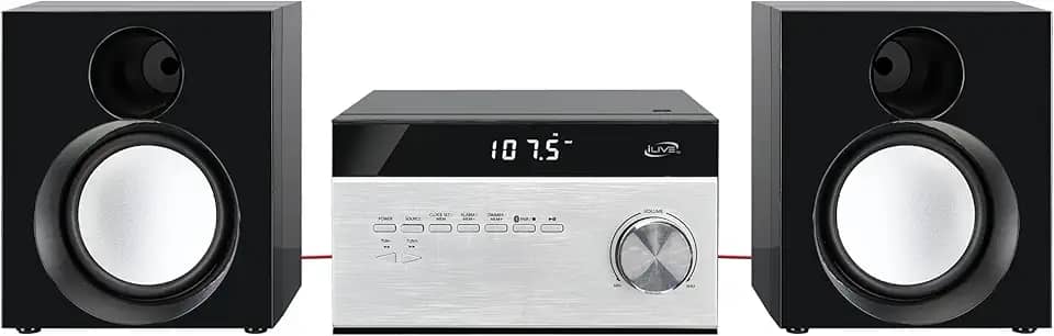 iLive Electronics Sistema estéreo doméstico sem fio, com leitor de CD e rádio AM/FM, inclui controle remoto (iHB227B), preto/prata