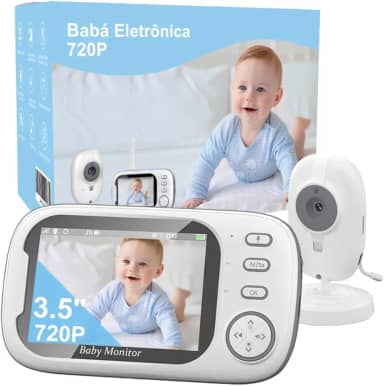Babá Eletrônica, 3.5' Bebê Câmera Monitor Vídeo, Microfone Embutido nos 2 Lados, Visão nocturna,Temperatura Ambiente,Detecção de Som VOX, Canção de Ninar, Actualizado e melhor do que VB603