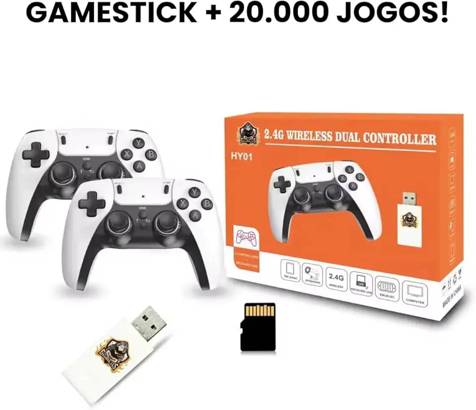 Game Stick Retrô 4K HDMI com +20.000 Jogos Clássicos | Video Game Plug and Play com Emuladores Atari, SNES, N64, PS1 | 2 Controles Sem Fio | Console Retro para TV