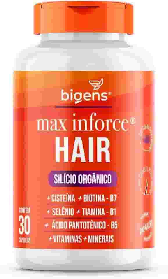 Max Inforce Hair, Silício Orgânico, Cisteína, Selênio, Ácido Pantotênico, 30 Cápsulas, Bigens