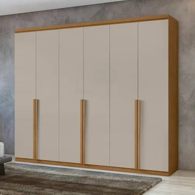 Guarda-roupa 6 Portas 4 Gavetas 100% Mdf Alonzo Amêndoa Clean/off White