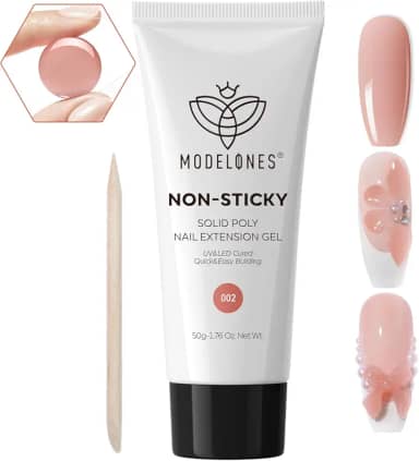 modelones Gel sólido Builder para unhas, não pegajoso, atualizado, poli extensão, gel rígido nude para arte 3D, moldagem para iniciantes, 50 g