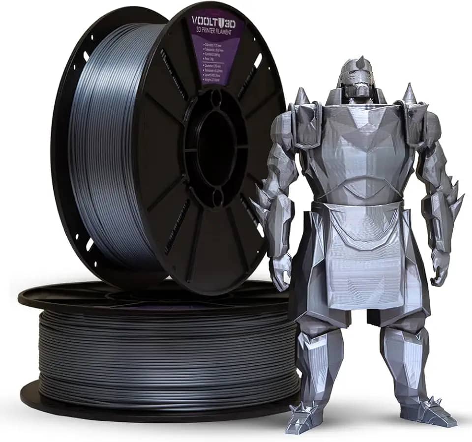 Filamento PLA V-Silk High Speed 1Kg 1,75mm Efeito Seda Impressora 3D FDM Voolt3D (Inox V-Silk)