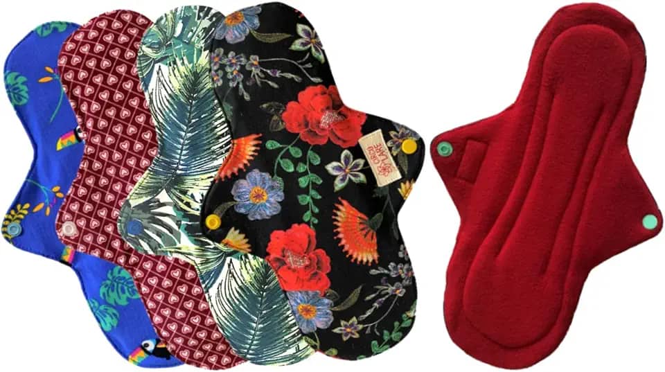 Kit Absorventes ecológicos reutilizável 5 noturno 26cm toque seco Circulare