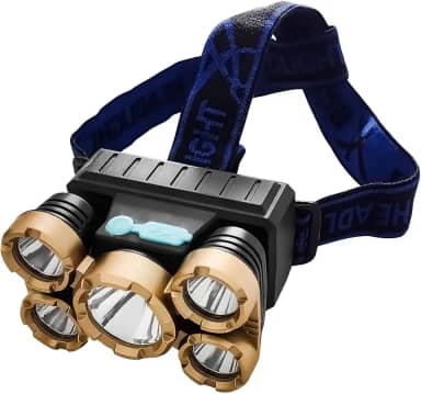 Nova Lanterna Farol De Cabeça Profissional 5 Leds T6 + Bateria Recarregavel Ideal Para Pesca Camping Caverna Bike Trilha