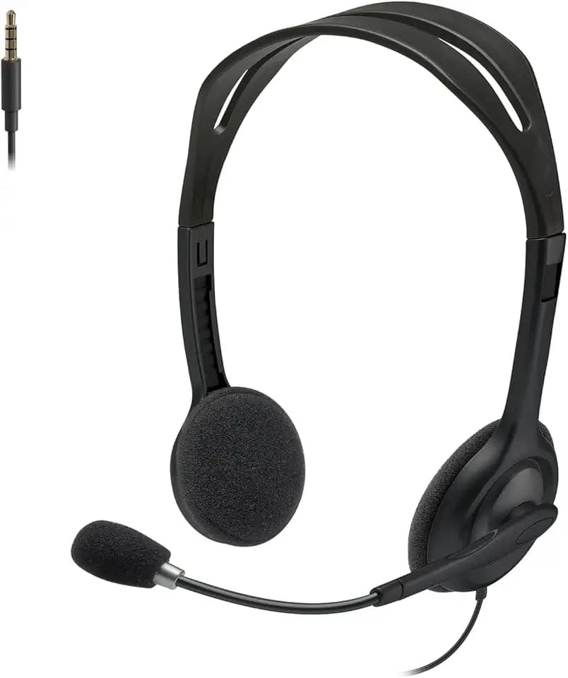 Headset com fio Logitech H111 com Microfone com Redução de Ruído e Conexão 3,5mm