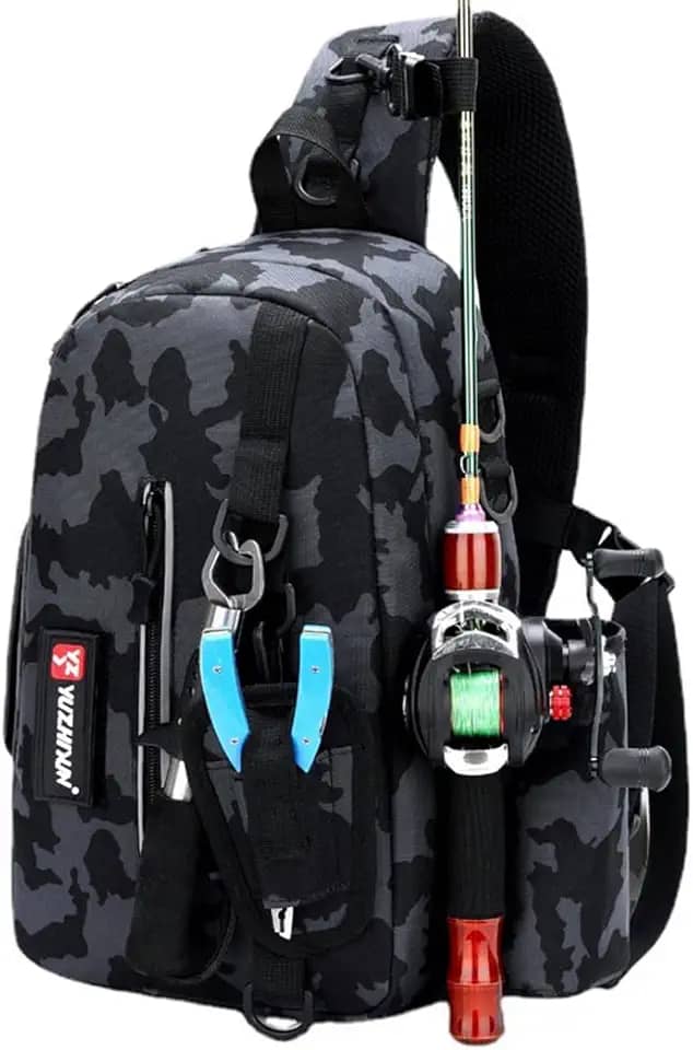 Mochila multifuncional de ombro para vara de pesca bolsa de pesca externa bolsa de armazenamento de pesca pode inserir bolsa de vara (Preto)
