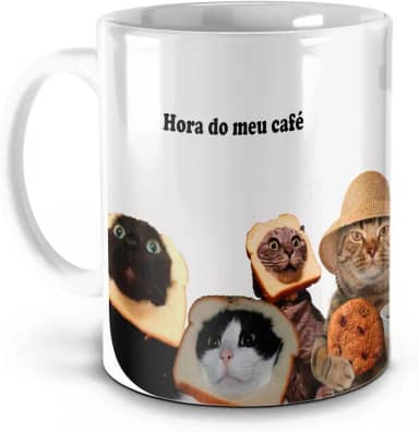 Caneca Gatinhos Pão & Café – Só 1 Caneca, Mas Muito Estilo!