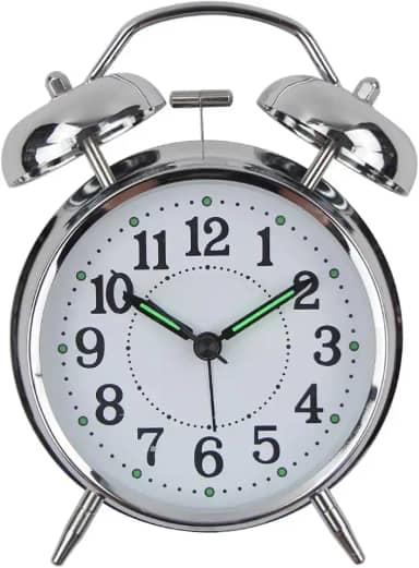 Relógio Analógico De Mesa E Cabeceira Despertador Mecânico Em Metal Premium - Com Luz Noturna Decorativa Alimentação a Pilhas Silencioso Visor Vidro Compacto Alarme Ajustável Clássico Antigo Retrô