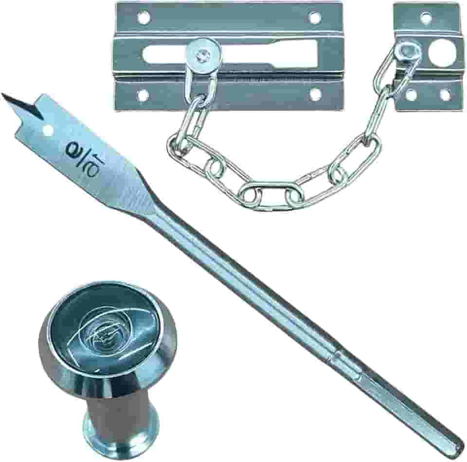 Kit Olho Magico Fecho Pega Ladrão Porta Broca Chave Trava Ferrolho Trinco Fecho