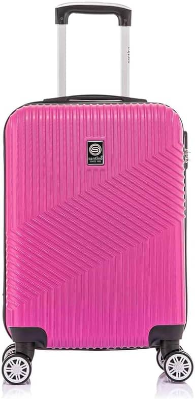 Mala de Viagem de Bordo Geometric 10kg Rígida ABS Padrão ANAC com 4 Rodas duplas 360º e Trava de segredo numérico, divisória interna com zíper e elástico de fixação, Santino – ASAV7003P