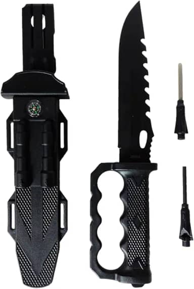 Faca Tatica C/Pederneira Apito Camping Selva COM PROTEÇÃO PARA A MÃO