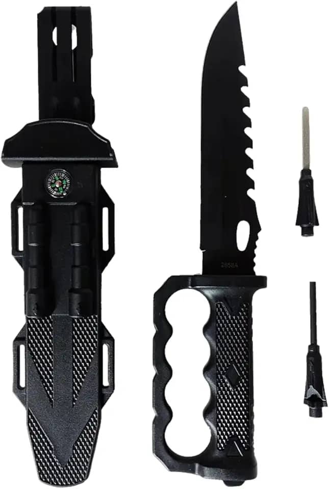 Faca Tatica C/Pederneira Apito Camping Selva COM PROTEÇÃO PARA A MÃO