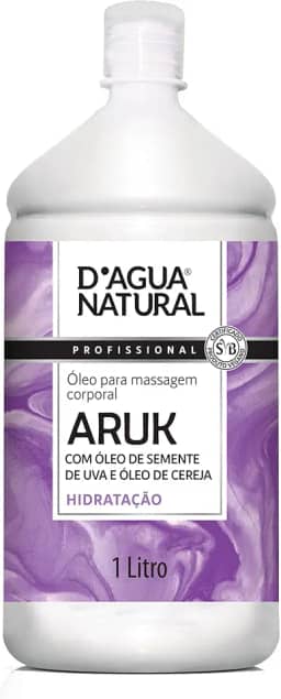 Óleo de Massagem Aruk Semente de Uva e Cereja, D'agua Natural, 1 litro