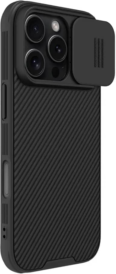 Nillkin Capa magnética CamShield Pro projetada com absorção de choque e moldura elevada para Apple iPhone 16 Pro de 6,3 polegadas - preta