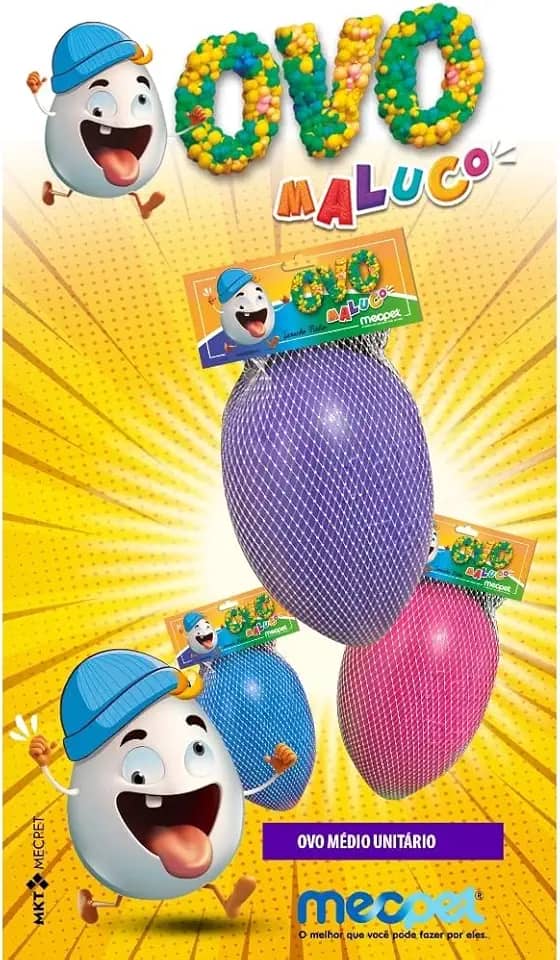 Brinquedo Cachorro Mordedor Pet Ovo Maluco Bolinha Interativa Antiestresse Porte Médio Grande - Sortidos M