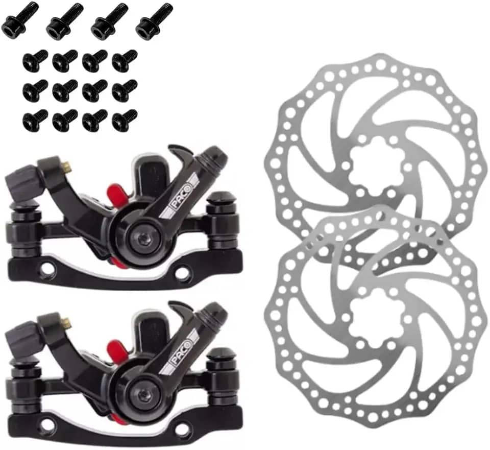 Kit De Pinça Freio A Disco Mecânico Para Bike Bicicleta 160mm Paco Com Pastilha Quadrada Aro 26-29