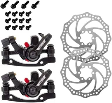 Kit De Pinça Freio A Disco Mecânico Para Bike Bicicleta 160mm Paco Com Pastilha Quadrada Aro 26-29