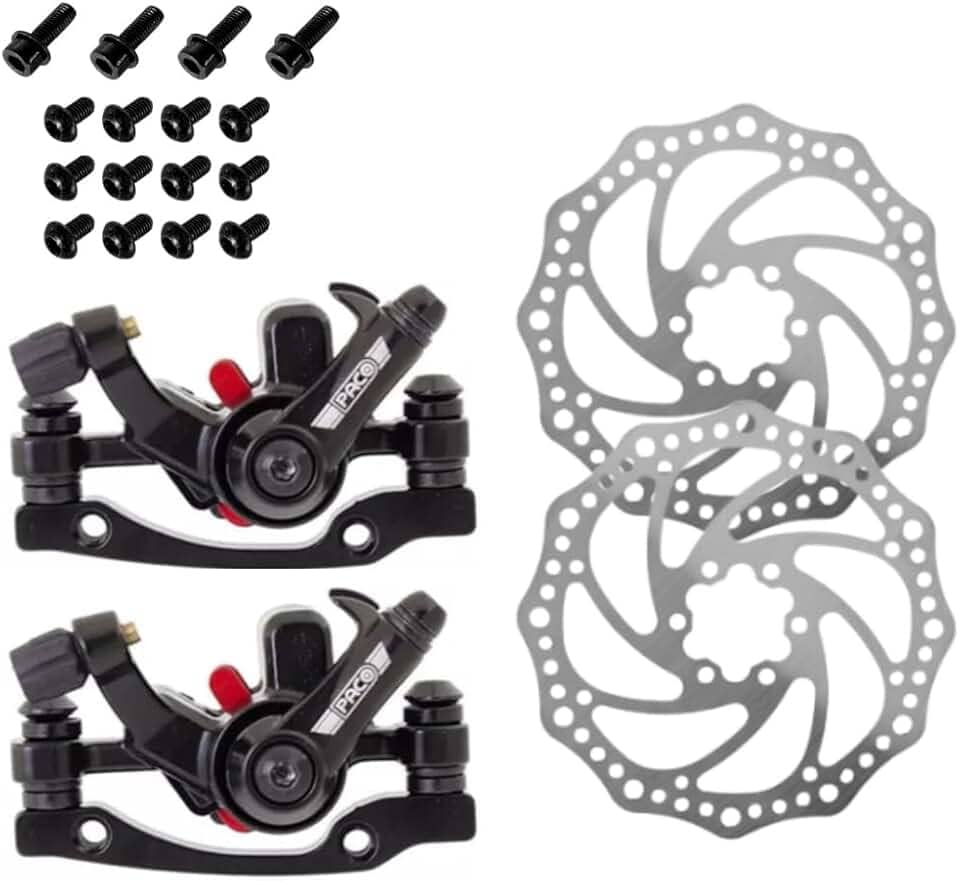 Kit De Pinça Freio A Disco Mecânico Para Bike Bicicleta 160mm Paco Com Pastilha Quadrada Aro 26-29