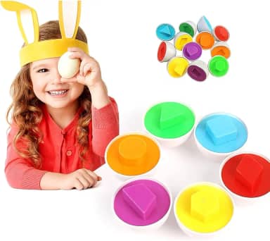 Brinquedo Educativo Montessori Infantil Ovo De Encaixar Formas Geométrica Ovos Páscoa Autista (Sacola com 6 unidades)