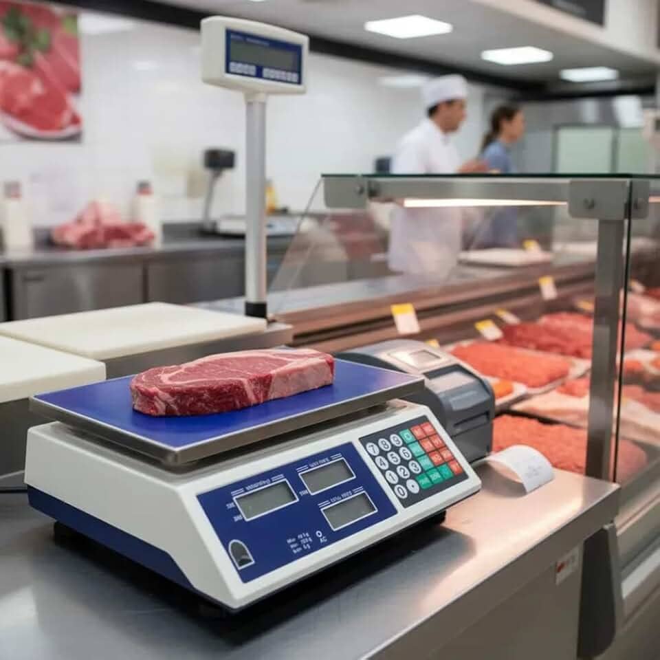 Balança Comercial Digital Até 40kg Função Tara E Zero Superfície Em Inox Painel LCD Alimentação Por Cabo Alta Precisão Para Uso Comercial E Industrial Bivolt