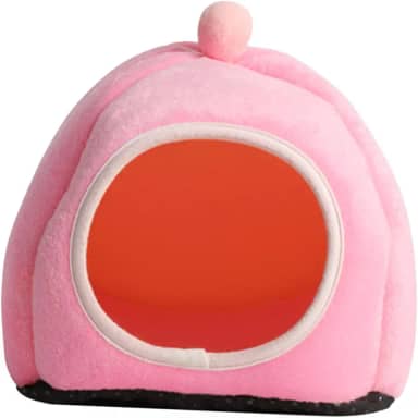 Gralara de hamster semifechado, de algodão para chinchila, abrigo para hamster lavável, cama aconchegante para porquinho da índia, quente de, Rosa