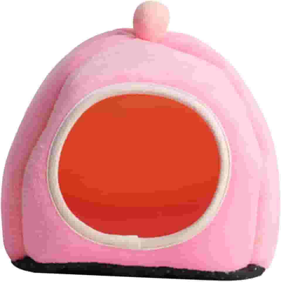 Gralara de hamster semifechado, de algodão para chinchila, abrigo para hamster lavável, cama aconchegante para porquinho da índia, quente de, Rosa