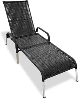 MRDDECORA, Espreguiçadeira Piscina Reclinável Alumínio Fibra Sintética Madrid (preto)
