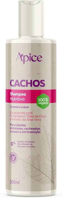 Ápice Shampoo Cachos Nutritivo | Limpeza Suave e Nutrição para Cachos Naturais, Crespos ou em Transição | 300ml