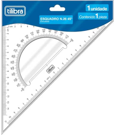 Tilibra - Esquadro Escolar Isósceles N.26 45° Académie, Transparente