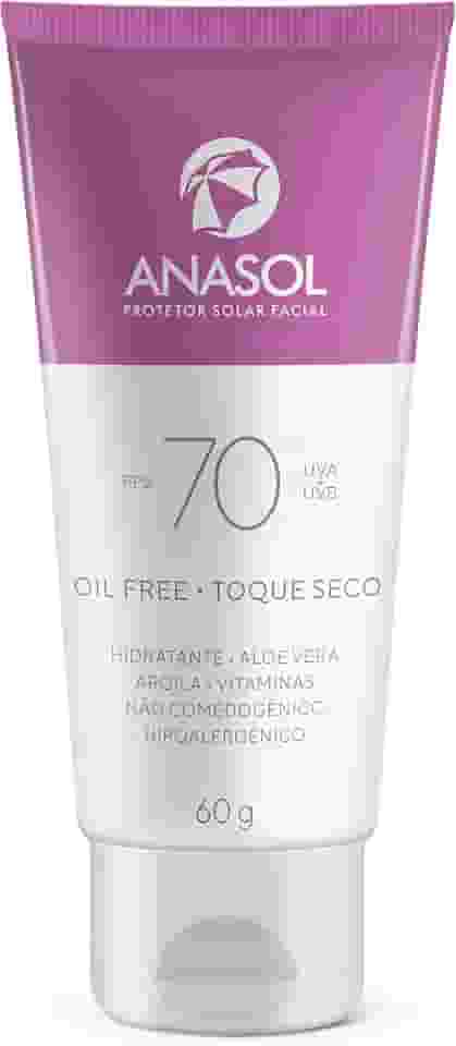 Anasol Protetor Solar Facial Oil Free • Toque Seco FPS70 60g