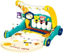 Tapete de Atividades Infantil Musical com Piano e Andador 3 em 1 - Centro Educativo e Interativo para Bebê com Luzes e Sons Divertidos, 5 Mobilis