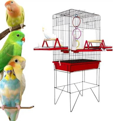 Viveiro Para Calopsita Grande Triplex Slim Playground Gaiola Para Pássaros (Vermelho)