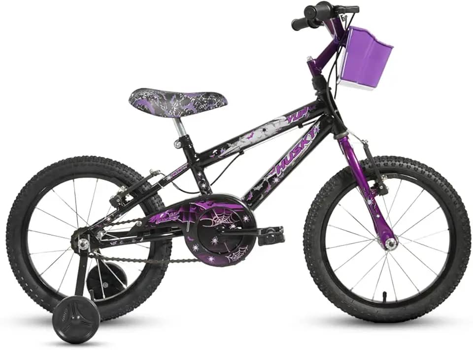 Bicicleta Infantil Feminina Aro 16 Wandinha Preta Menina Alumínio Husky
