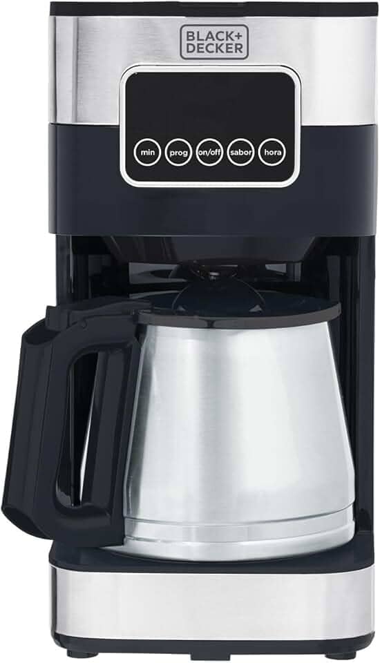 BLACK+DECKER Cafeteira Elétrica 110 V Inox, Filtro Permanente e Lavável, Capacidade 1,5 L, Ate 38 Cafézinhos, Painel Digital, Modelo CM350G-BR