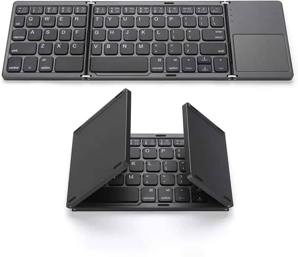 Homesen Teclado sem fio BT teclado dobrável portátil ultra fino teclado BT com touchpad para Windows/Android/iOS Cinza