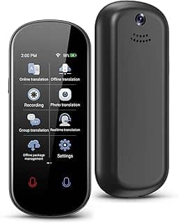 Dispositivo tradutor de idiomas, tradução de voz em tempo real bidirecional, suporta 137 idiomas, offline, gravação precisa e tradução instantânea de fotos com tela sensível ao toque HD de 7,6 cm para